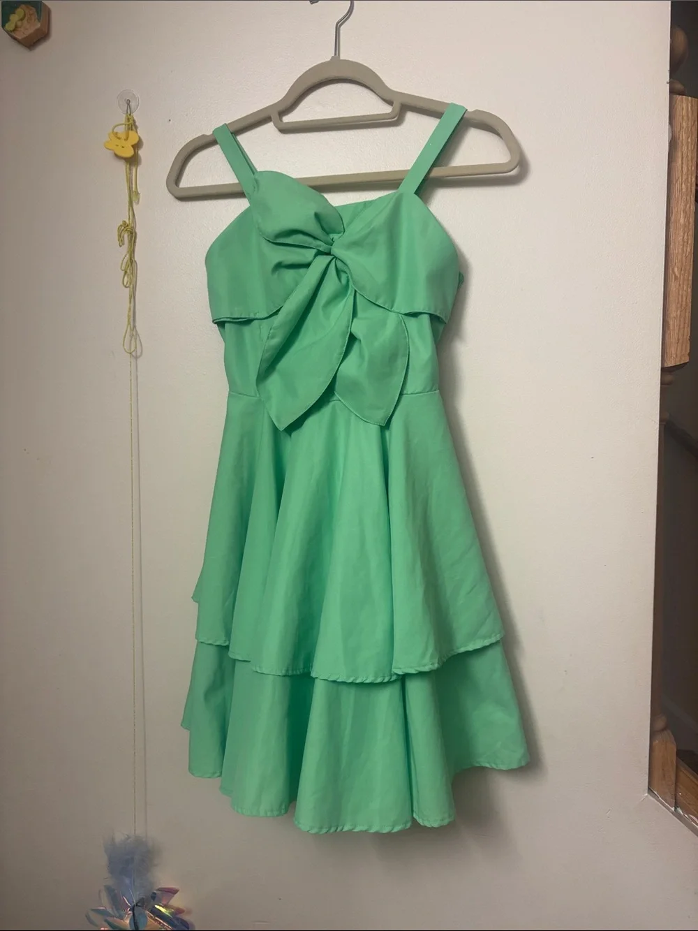 Habitual Girls Green Bow Front Tiered Party Dress Size 14